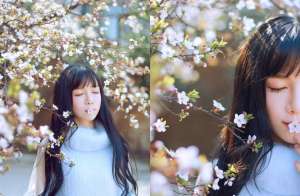 清純性感美女李大夢櫻花雨中的絕美寫真