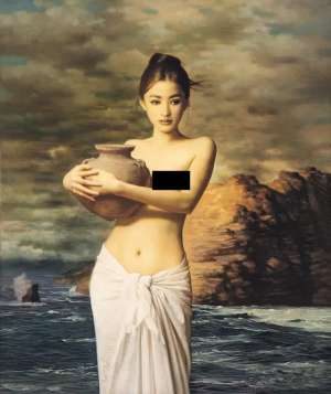 女人真人下部毛圖片欣賞(他畫了幅“裸女圖”，因太美被盜上千萬次，有人強(qiáng)行給它穿上衣服)